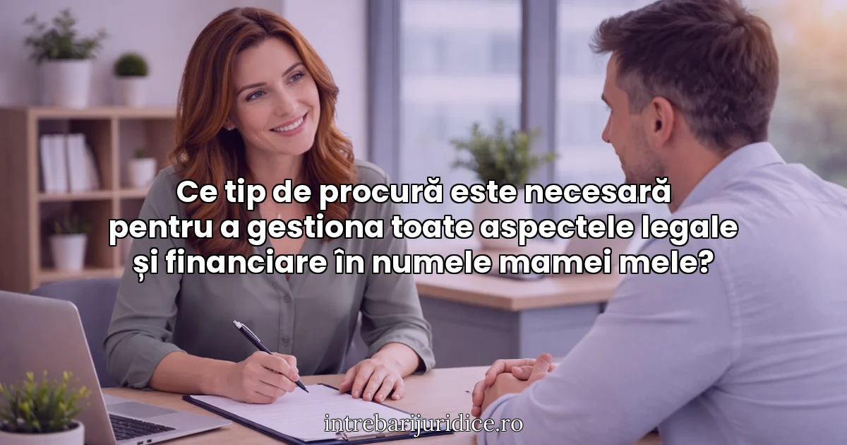 Ce tip de procură este necesară pentru a gestiona toate aspectele legale și financiare în numele mamei mele?