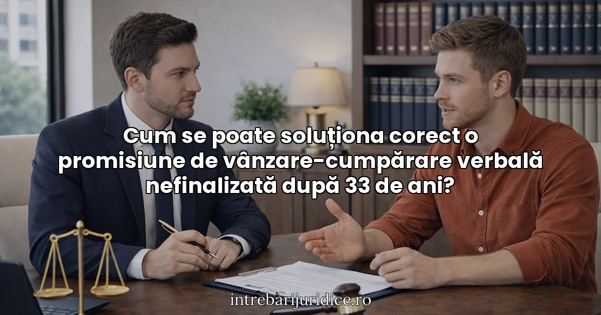Cum se poate soluționa corect o promisiune de vânzare-cumpărare verbală nefinalizată după 33 de ani?