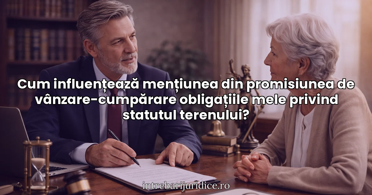 Cum influențează mențiunea din promisiunea de vânzare-cumpărare obligațiile mele privind statutul terenului?