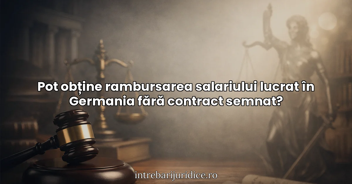 Pot obține rambursarea salariului lucrat în Germania fără contract semnat?