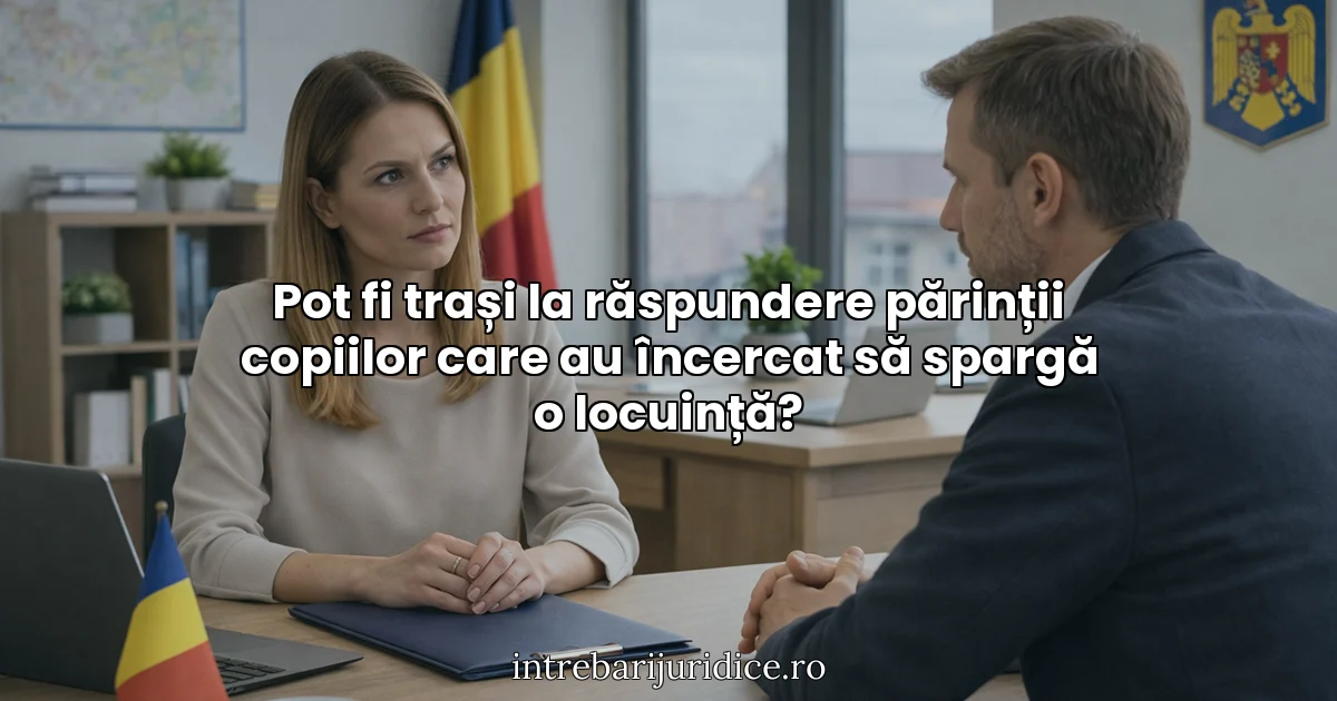 Pot fi trași la răspundere părinții copiilor care au încercat să spargă o locuință?