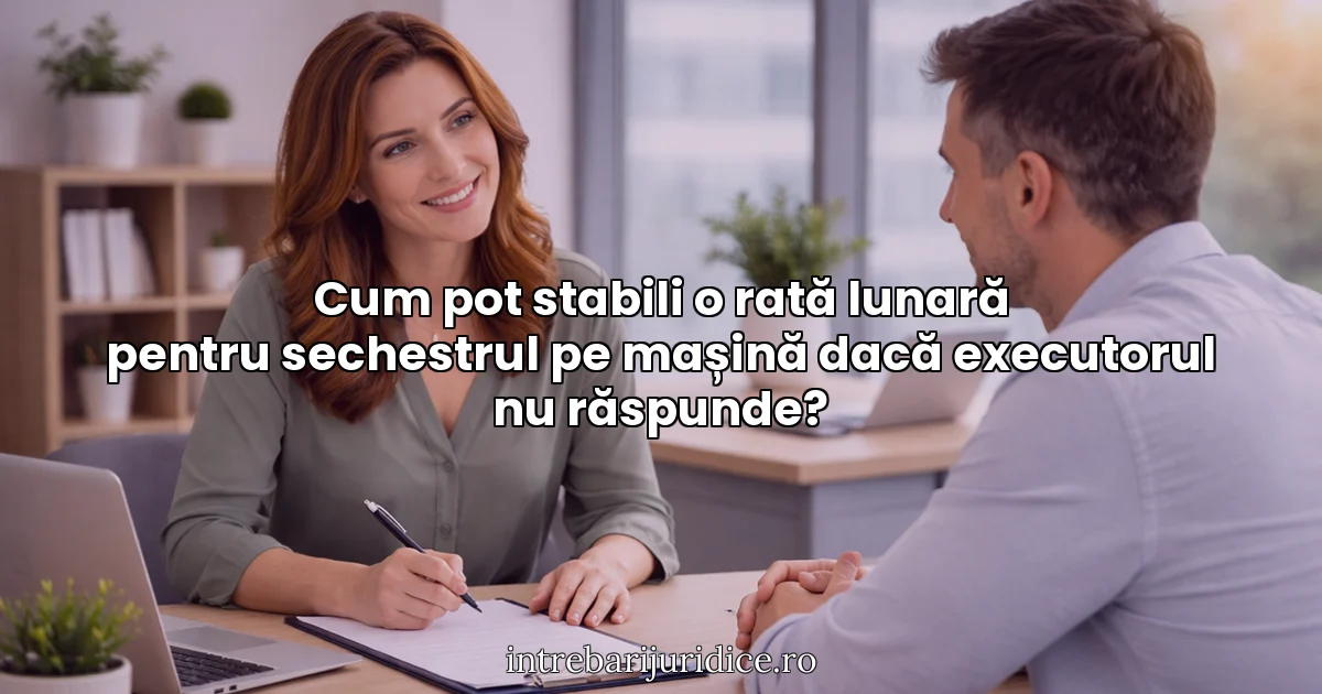 Cum pot stabili o rată lunară pentru sechestrul pe mașină dacă executorul nu răspunde?