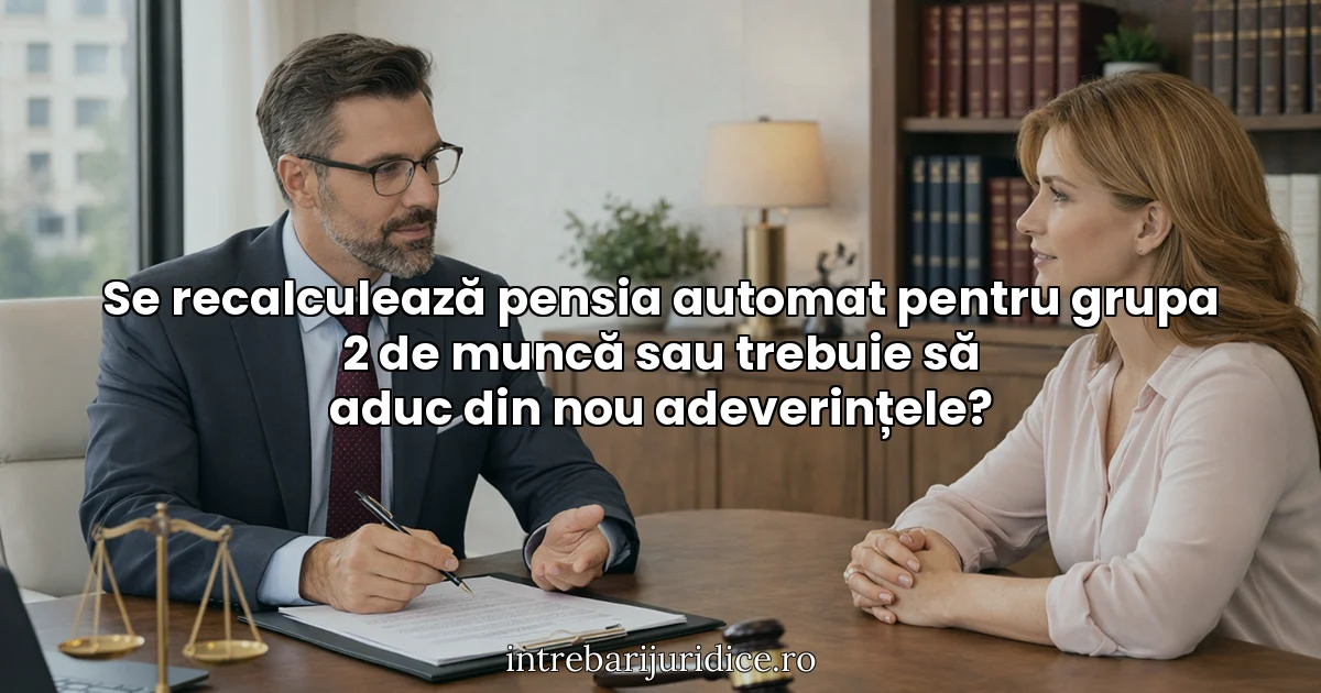 Se recalculează pensia automat pentru grupa 2 de muncă sau trebuie să aduc din nou adeverințele?