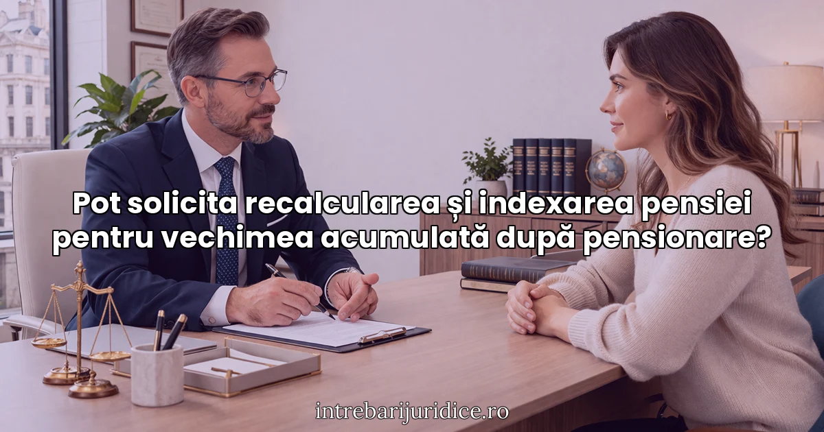 Pot solicita recalcularea și indexarea pensiei pentru vechimea acumulată după pensionare?