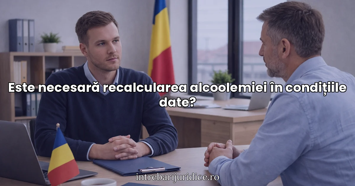 Este necesară recalcularea alcoolemiei în condițiile date?