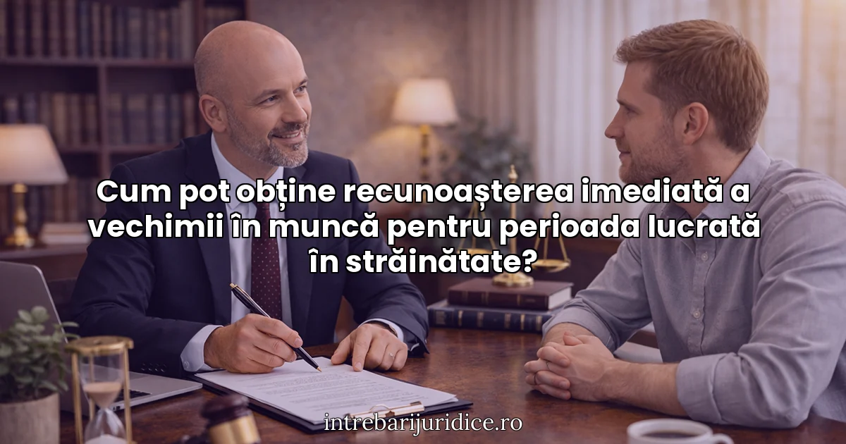 Cum pot obține recunoașterea imediată a vechimii în muncă pentru perioada lucrată în străinătate?