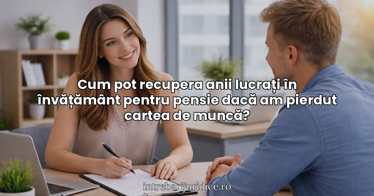 Cum pot recupera anii lucrați în învățământ pentru pensie dacă am pierdut cartea de muncă?