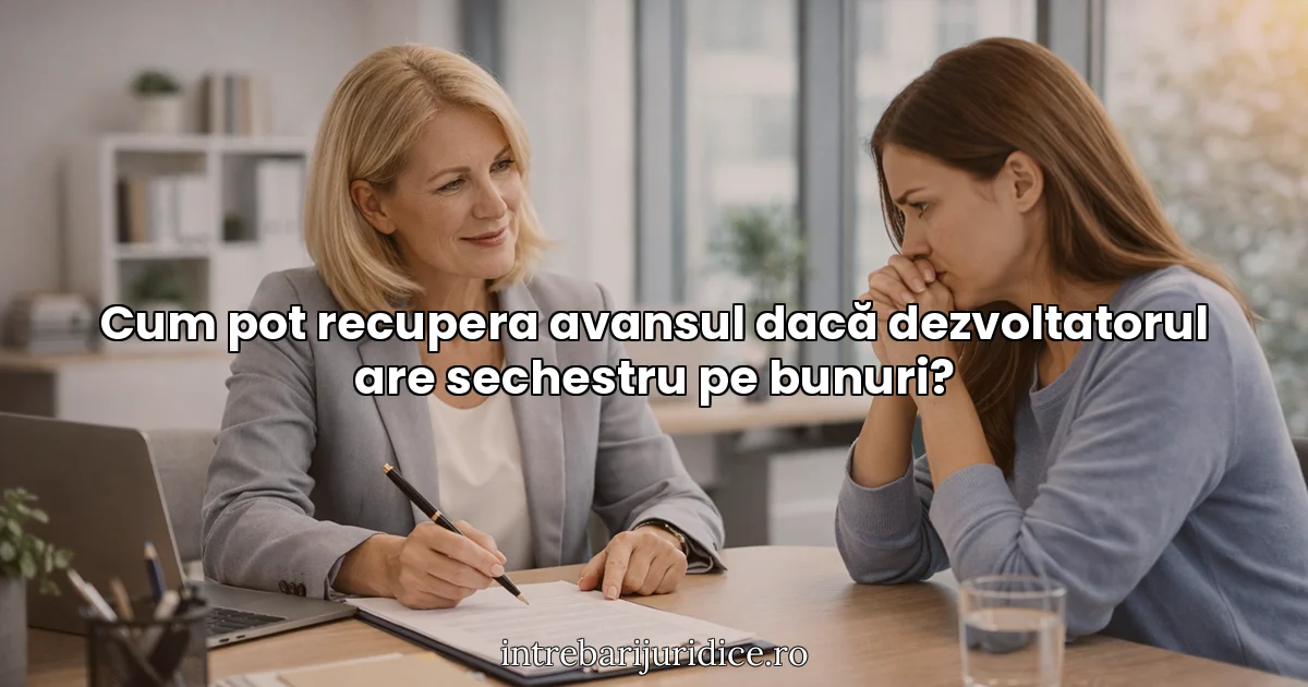 Cum pot recupera avansul dacă dezvoltatorul are sechestru pe bunuri?