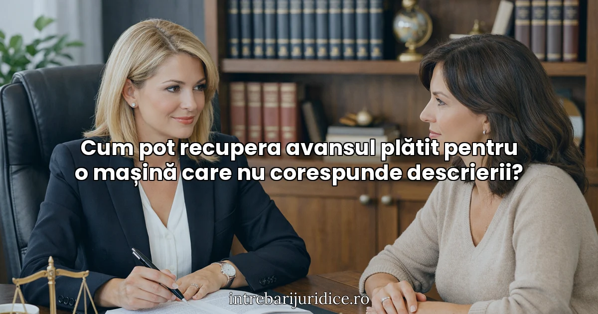 Cum pot recupera avansul plătit pentru o mașină care nu corespunde descrierii?
