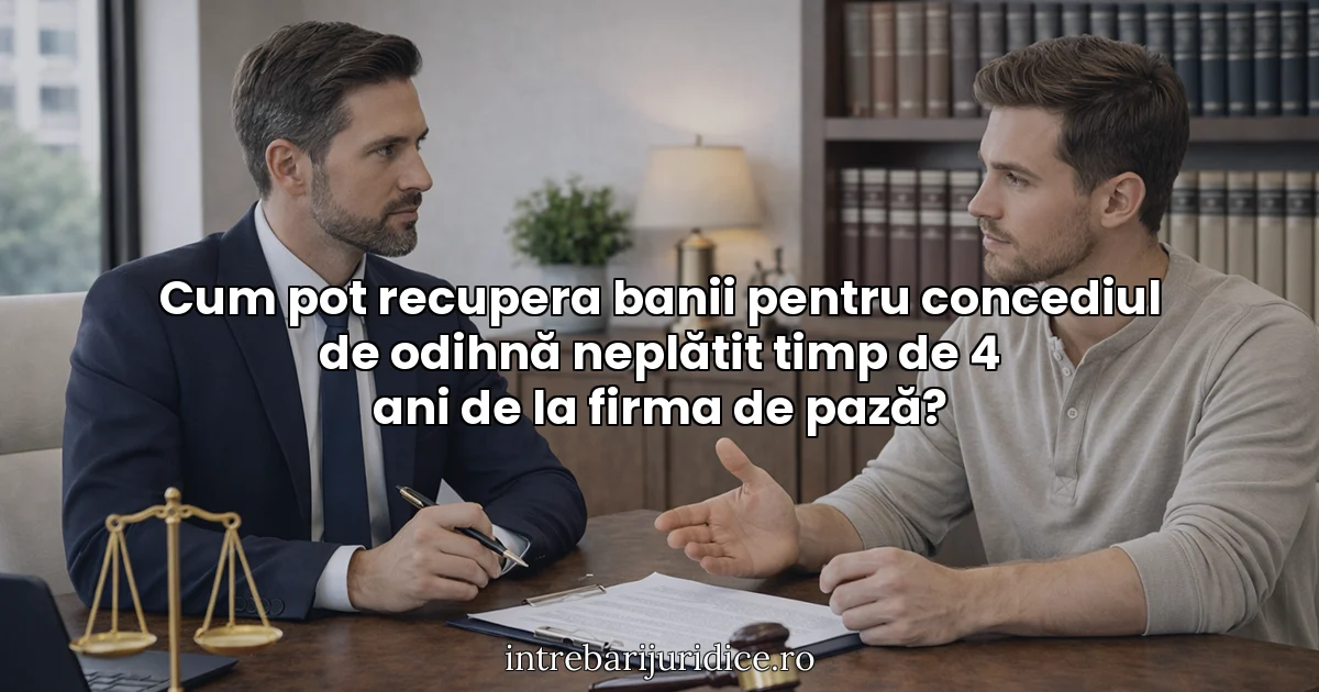 Cum pot recupera banii pentru concediul de odihnă neplătit timp de 4 ani de la firma de pază?
