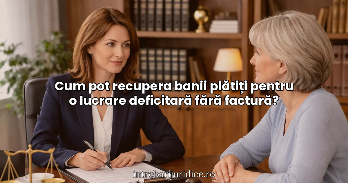 Cum pot recupera banii plătiți pentru o lucrare deficitară fără factură?