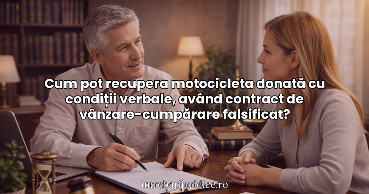 Cum pot recupera motocicleta donată cu condiții verbale, având contract de vânzare-cumpărare falsificat?