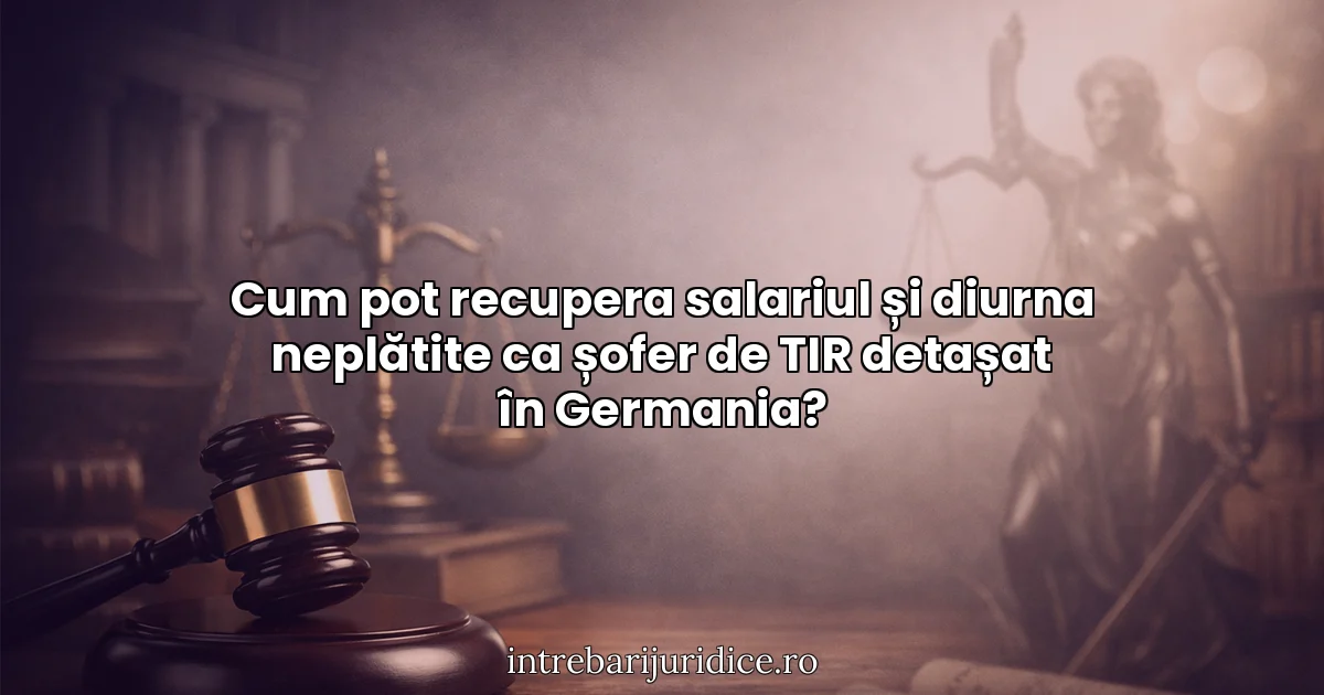Cum pot recupera salariul și diurna neplătite ca șofer de TIR detașat în Germania?