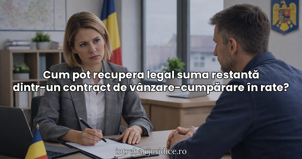 Cum pot recupera legal suma restantă dintr-un contract de vânzare-cumpărare în rate?
