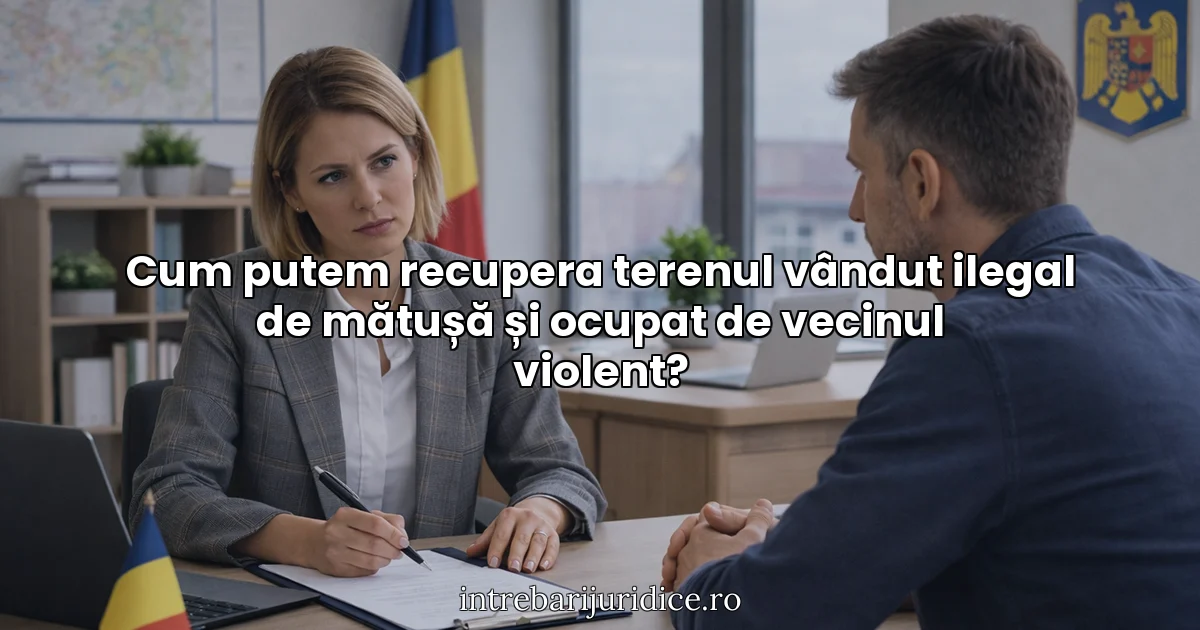 Cum putem recupera terenul vândut ilegal de mătușă și ocupat de vecinul violent?