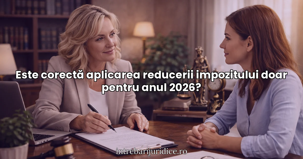 Este corectă aplicarea reducerii impozitului doar pentru anul 2026?