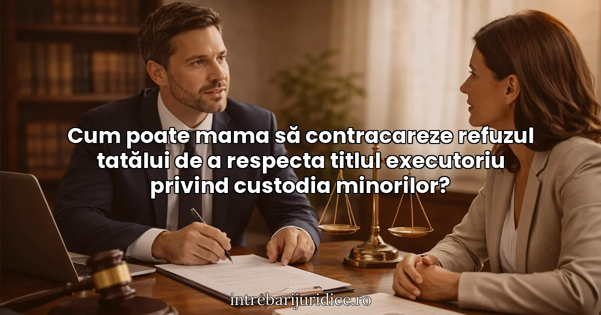 Cum poate mama să contracareze refuzul tatălui de a respecta titlul executoriu privind custodia minorilor?