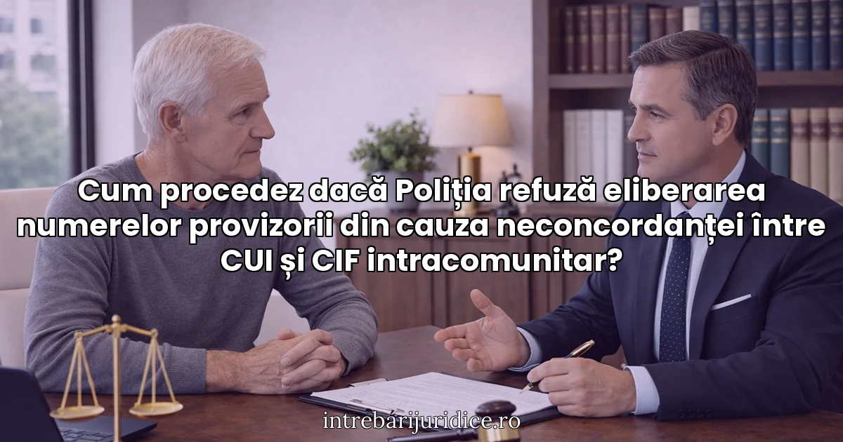 Cum procedez dacă Poliția refuză eliberarea numerelor provizorii din cauza neconcordanței între CUI și CIF intracomunitar?