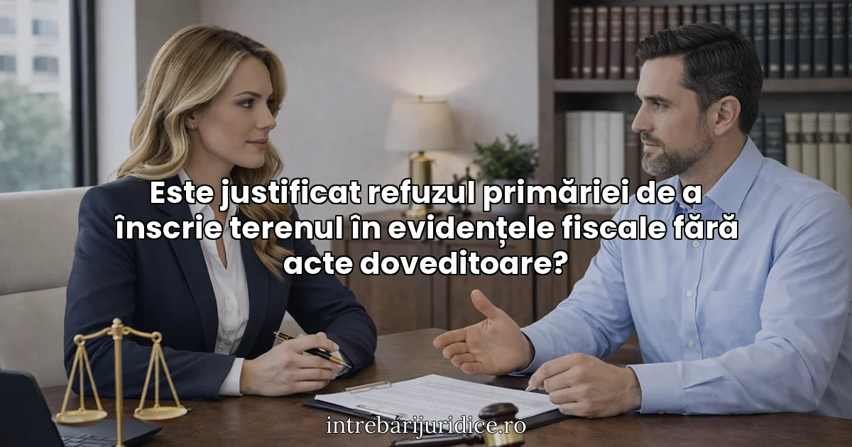 Este justificat refuzul primăriei de a înscrie terenul în evidențele fiscale fără acte doveditoare?