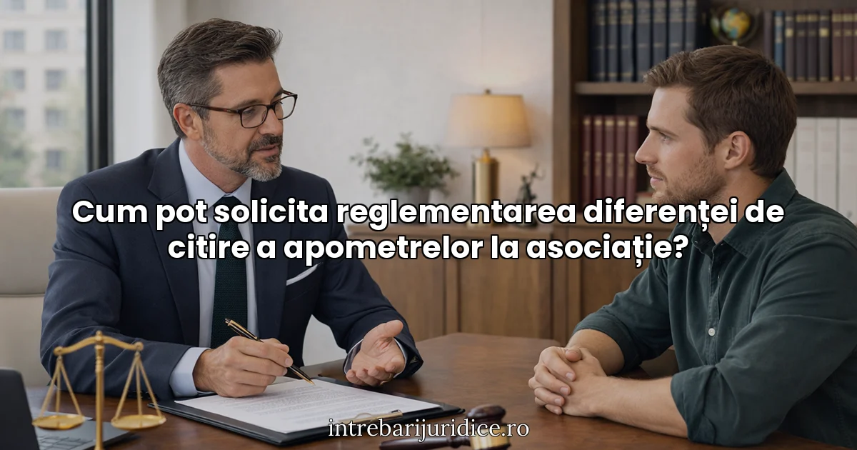 Cum pot solicita reglementarea diferenței de citire a apometrelor la asociație?