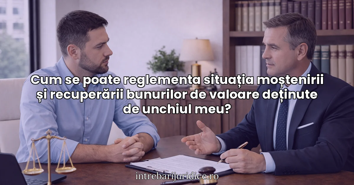 Cum se poate reglementa situația moștenirii și recuperării bunurilor de valoare deținute de unchiul meu?