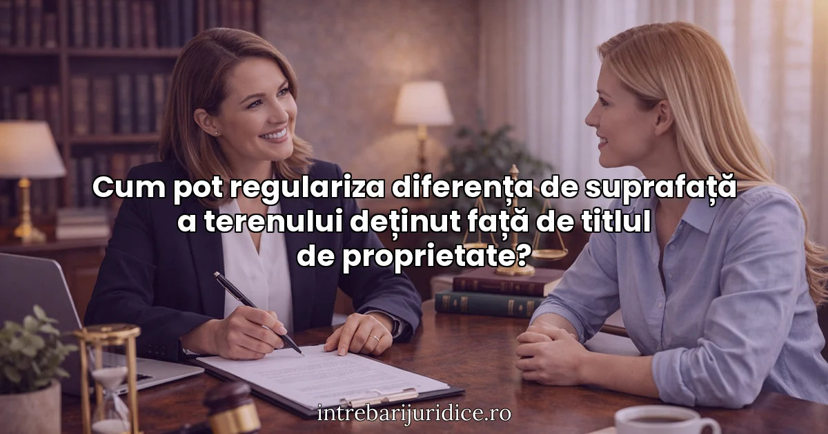 Cum pot regulariza diferența de suprafață a terenului deținut față de titlul de proprietate?
