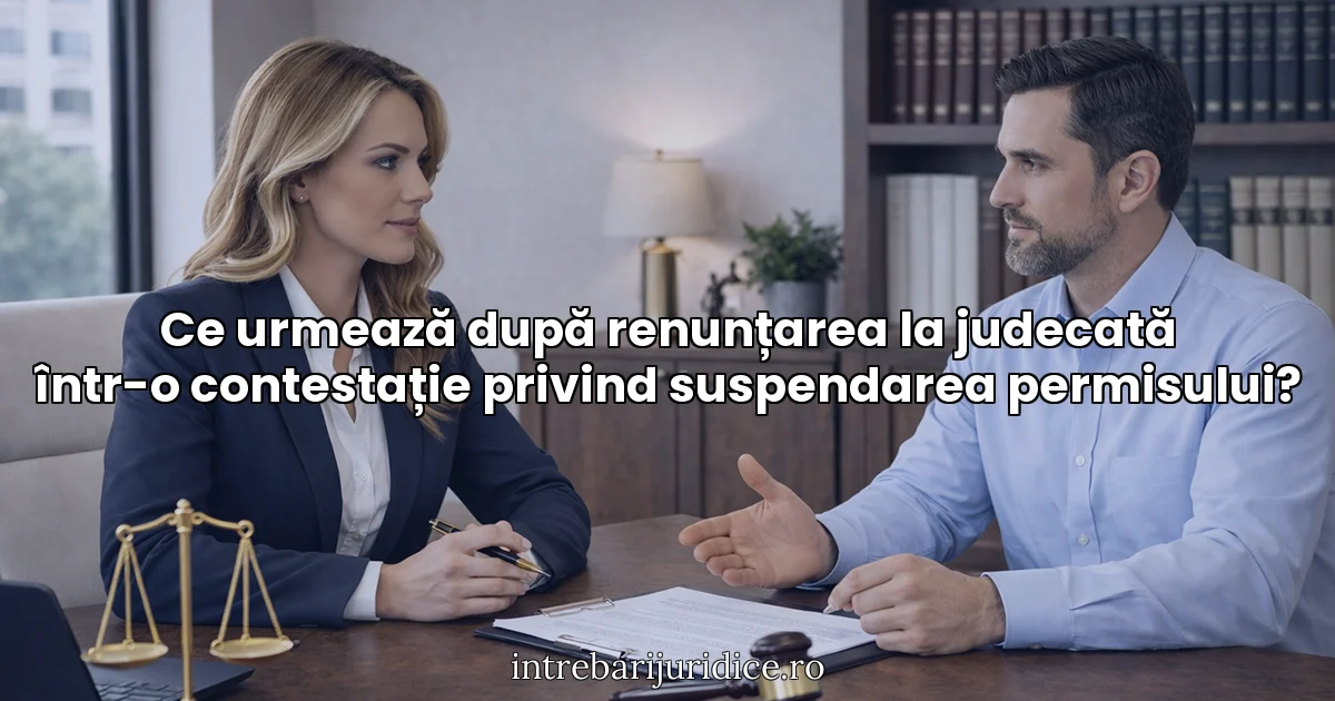 Ce urmează după renunțarea la judecată într-o contestație privind suspendarea permisului?