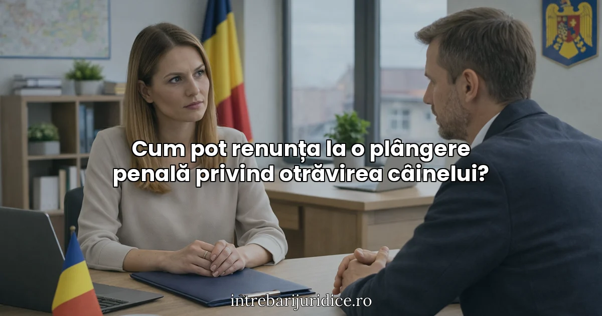 Cum pot renunța la o plângere penală privind otrăvirea câinelui?