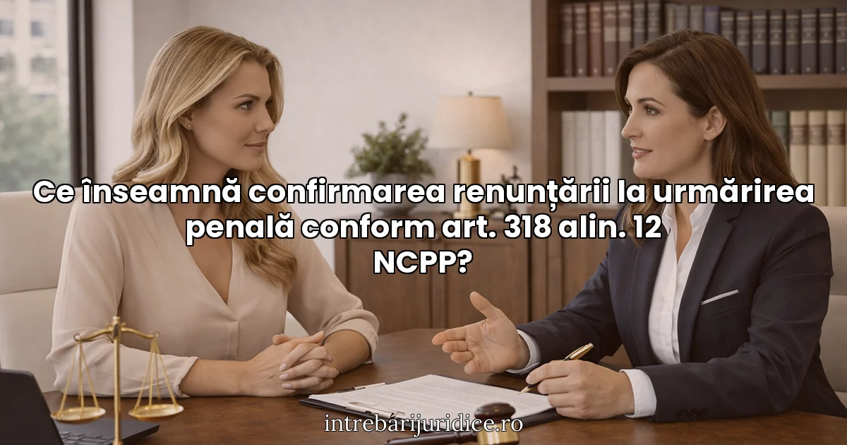 Ce înseamnă confirmarea renunțării la urmărirea penală conform art. 318 alin. 12 NCPP?