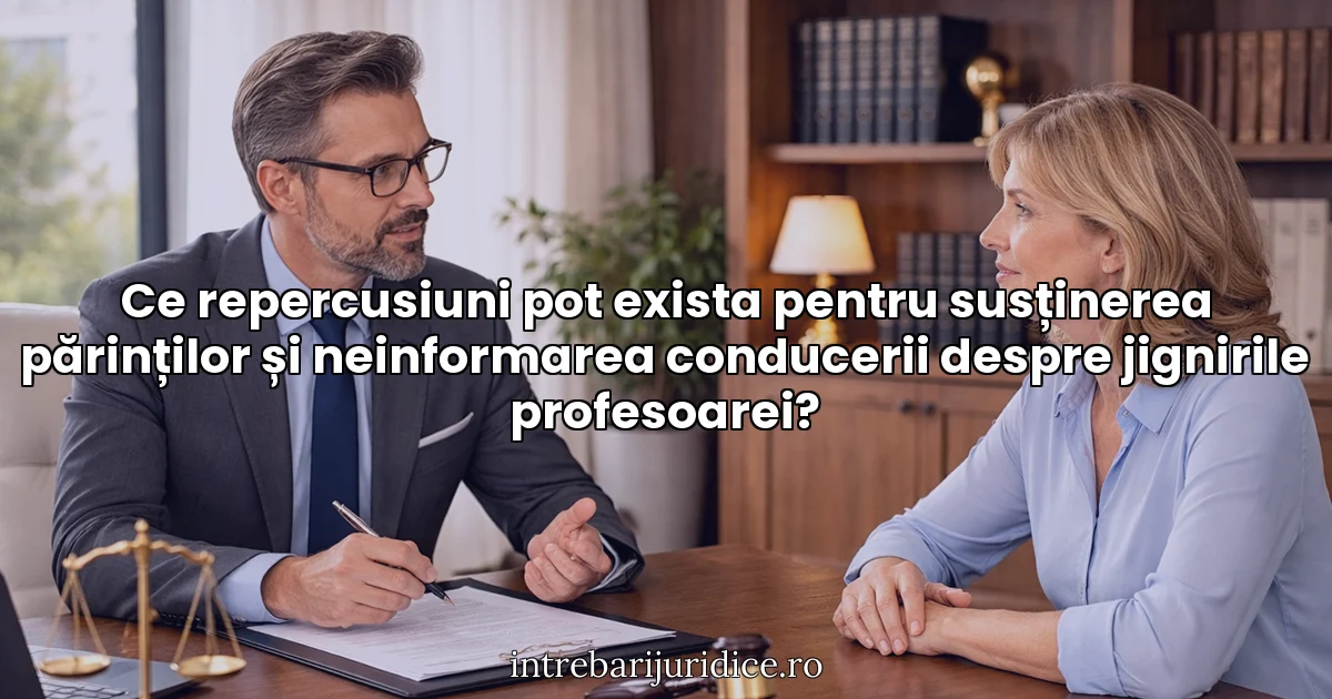 Ce repercusiuni pot exista pentru susținerea părinților și neinformarea conducerii despre jignirile profesoarei?