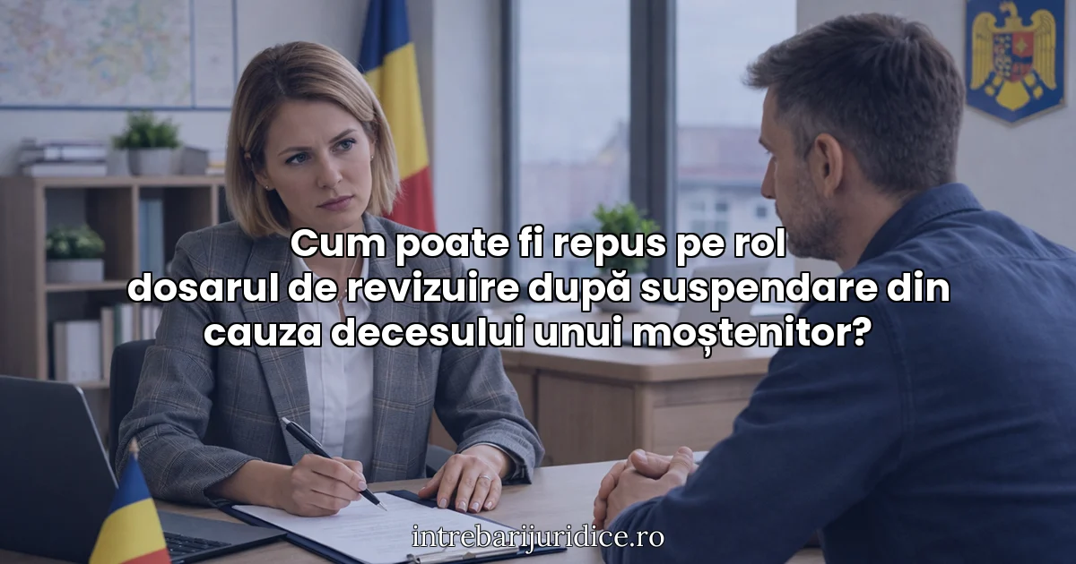 Cum poate fi repus pe rol dosarul de revizuire după suspendare din cauza decesului unui moștenitor?