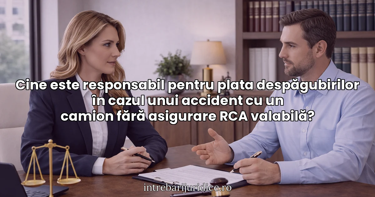 Cine este responsabil pentru plata despăgubirilor în cazul unui accident cu un camion fără asigurare RCA valabilă?