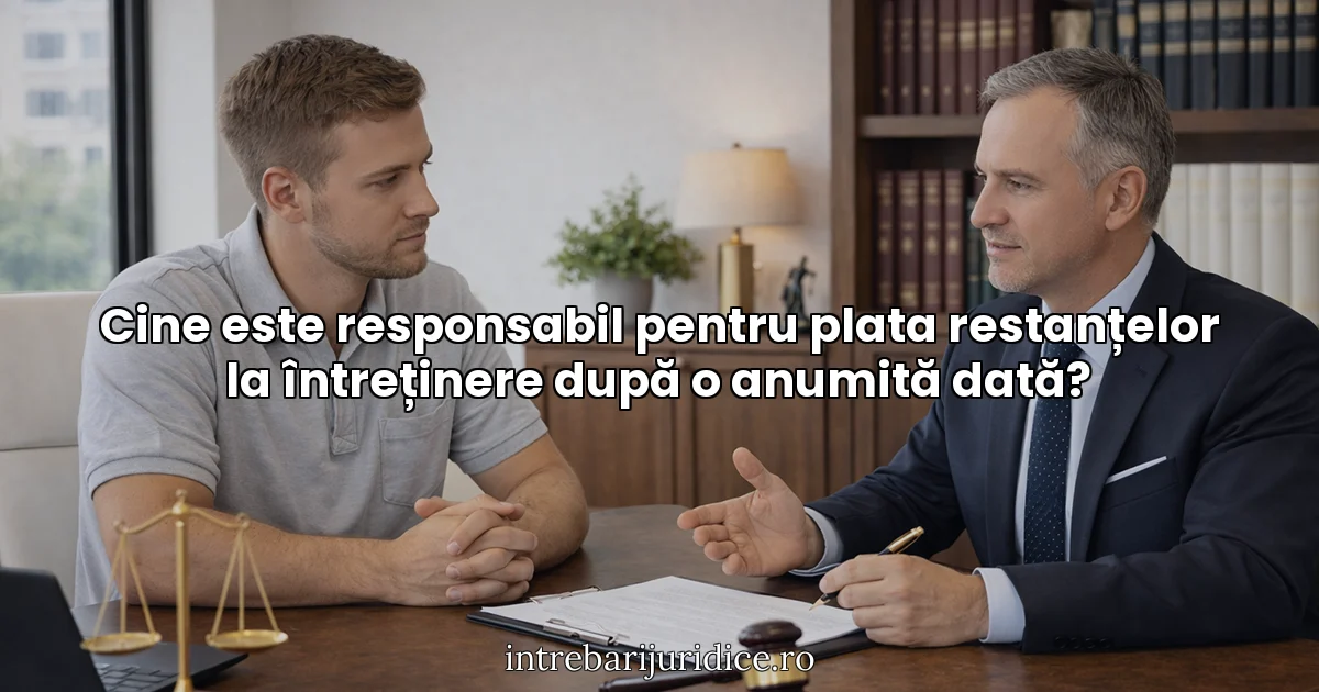 Cine este responsabil pentru plata restanțelor la întreținere după o anumită dată?
