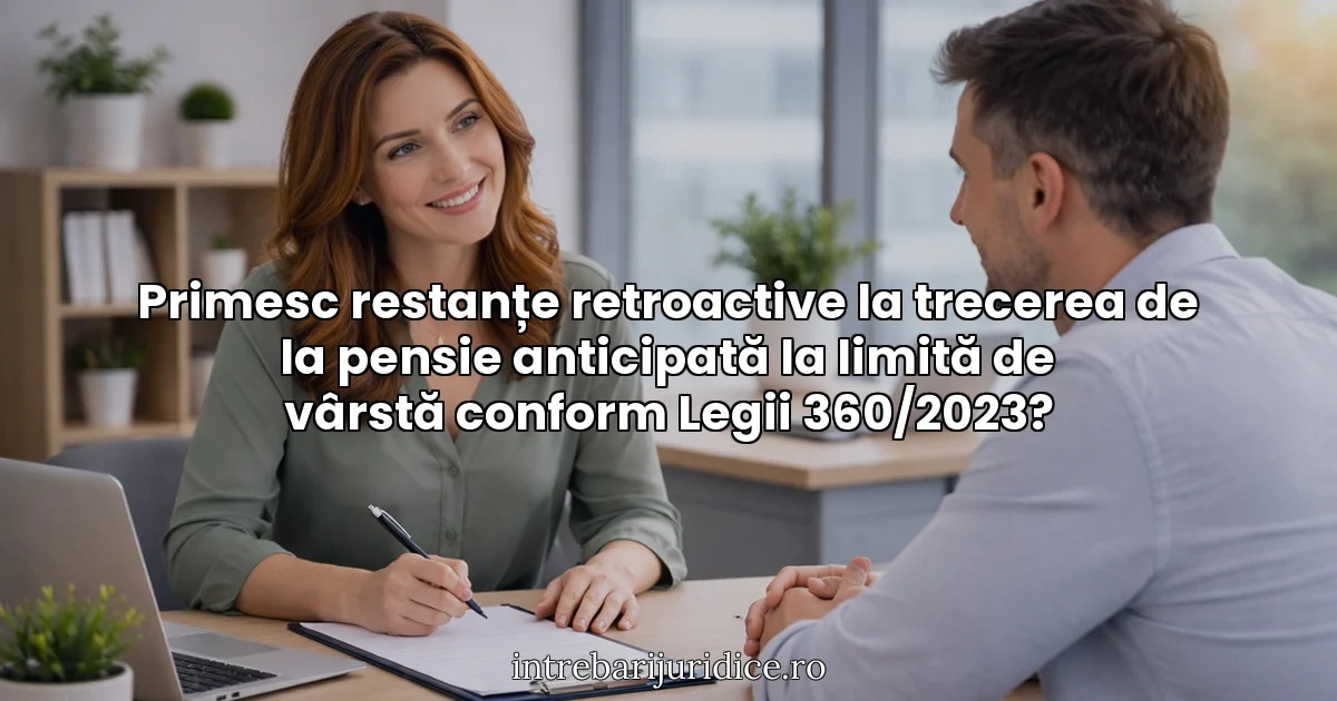 Primesc restanțe retroactive la trecerea de la pensie anticipată la limită de vârstă conform Legii 360/2023?