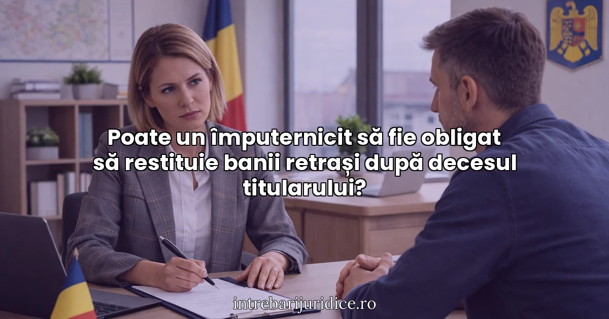 Poate un împuternicit să fie obligat să restituie banii retrași după decesul titularului?