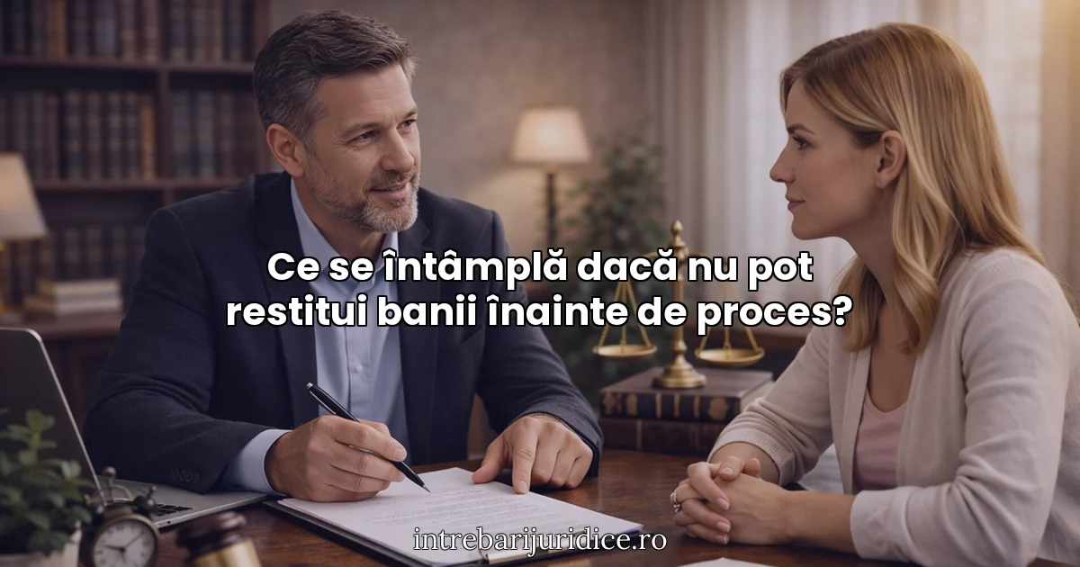 Ce se întâmplă dacă nu pot restitui banii înainte de proces?