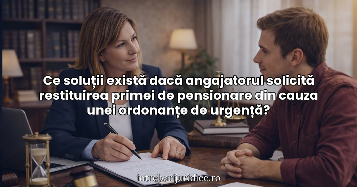 Ce soluții există dacă angajatorul solicită restituirea primei de pensionare din cauza unei ordonanțe de urgență?
