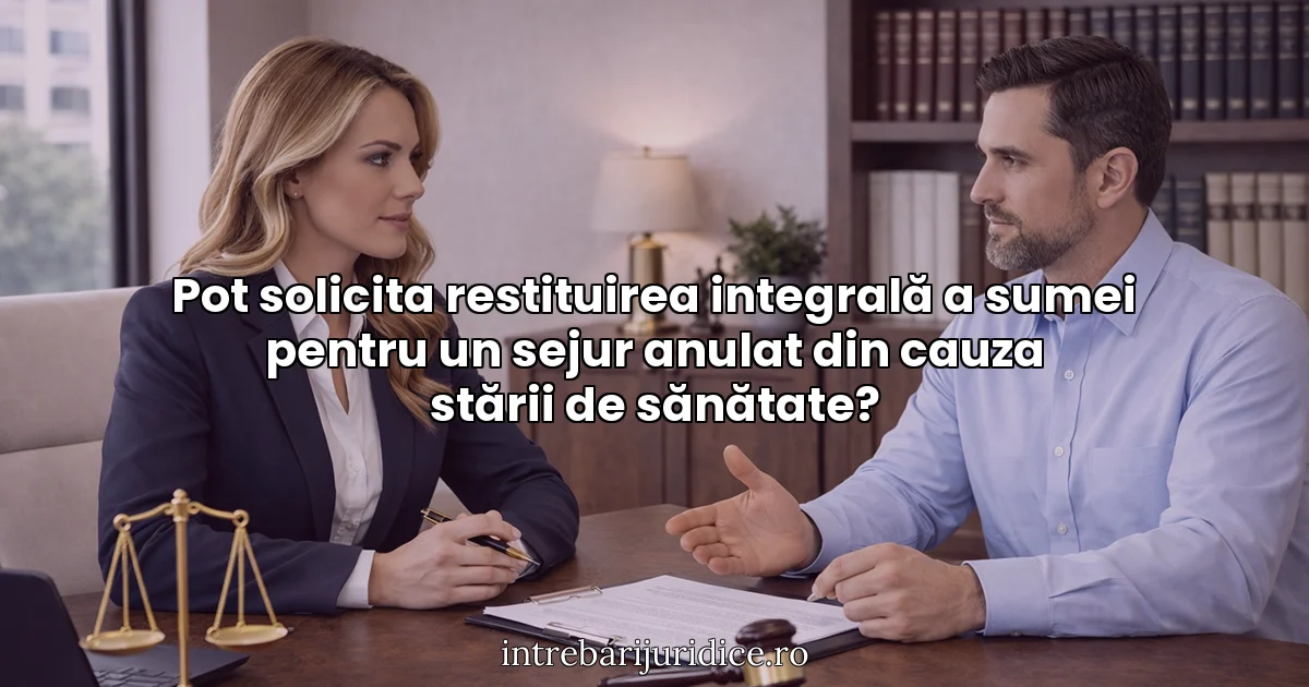 Pot solicita restituirea integrală a sumei pentru un sejur anulat din cauza stării de sănătate?