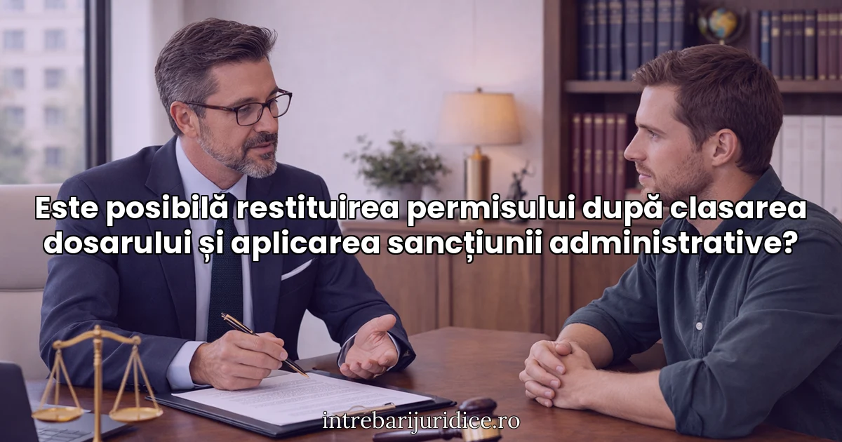 Este posibilă restituirea permisului după clasarea dosarului și aplicarea sancțiunii administrative?