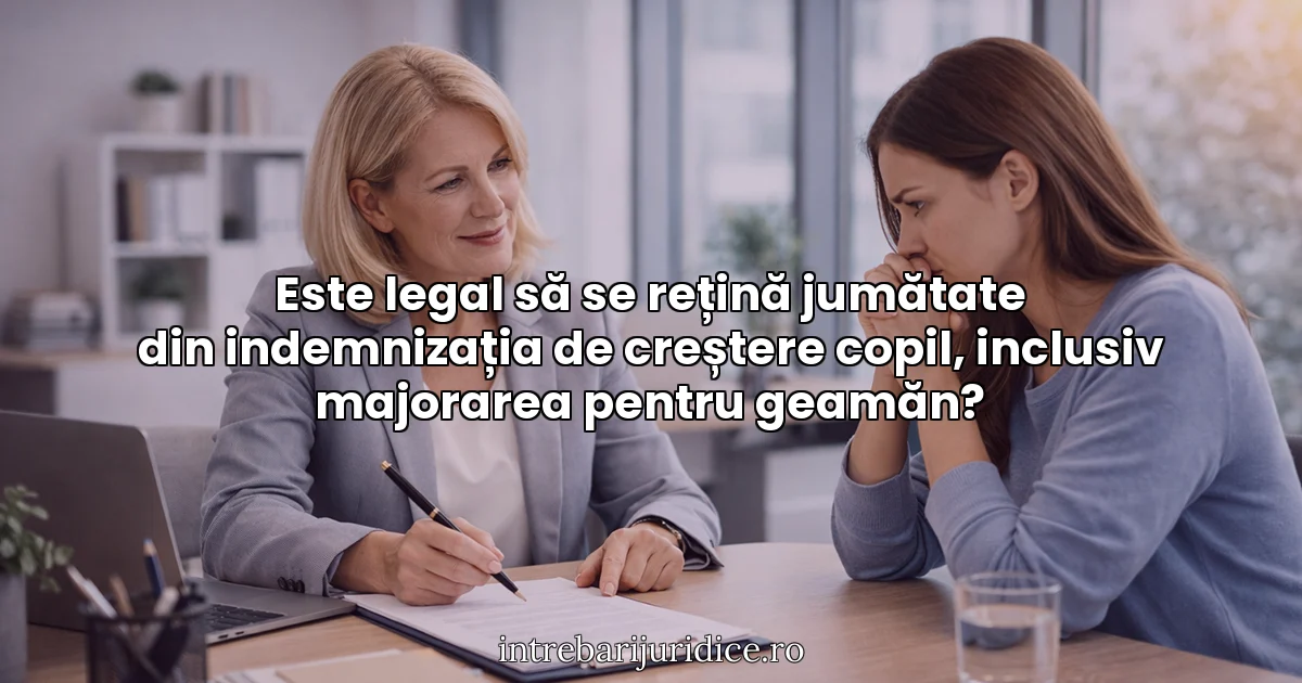 Este legal să se rețină jumătate din indemnizația de creștere copil, inclusiv majorarea pentru geamăn?