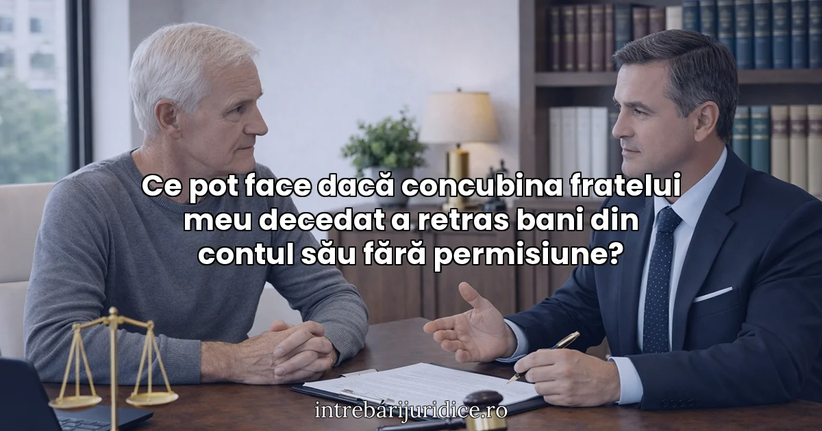 Ce pot face dacă concubina fratelui meu decedat a retras bani din contul său fără permisiune?