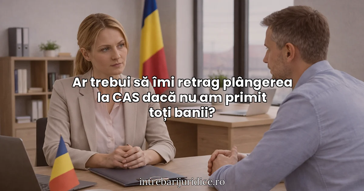 Ar trebui să îmi retrag plângerea la CAS dacă nu am primit toți banii?