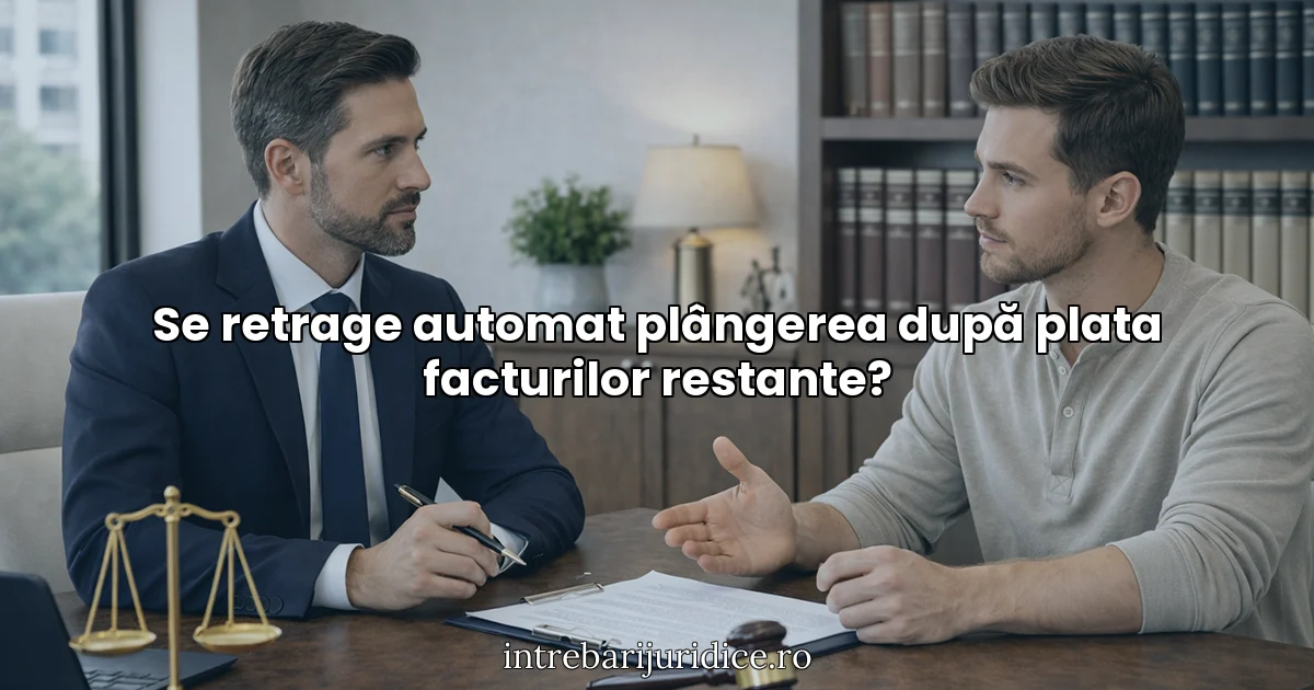 Se retrage automat plângerea după plata facturilor restante?