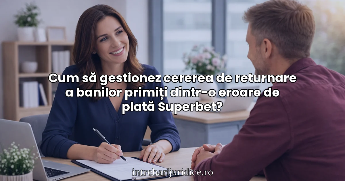 Cum să gestionez cererea de returnare a banilor primiți dintr-o eroare de plată Superbet?