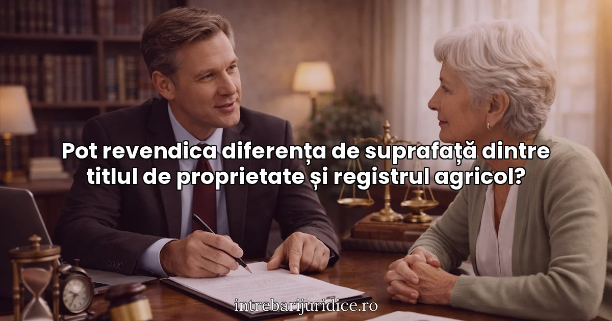 Pot revendica diferența de suprafață dintre titlul de proprietate și registrul agricol?