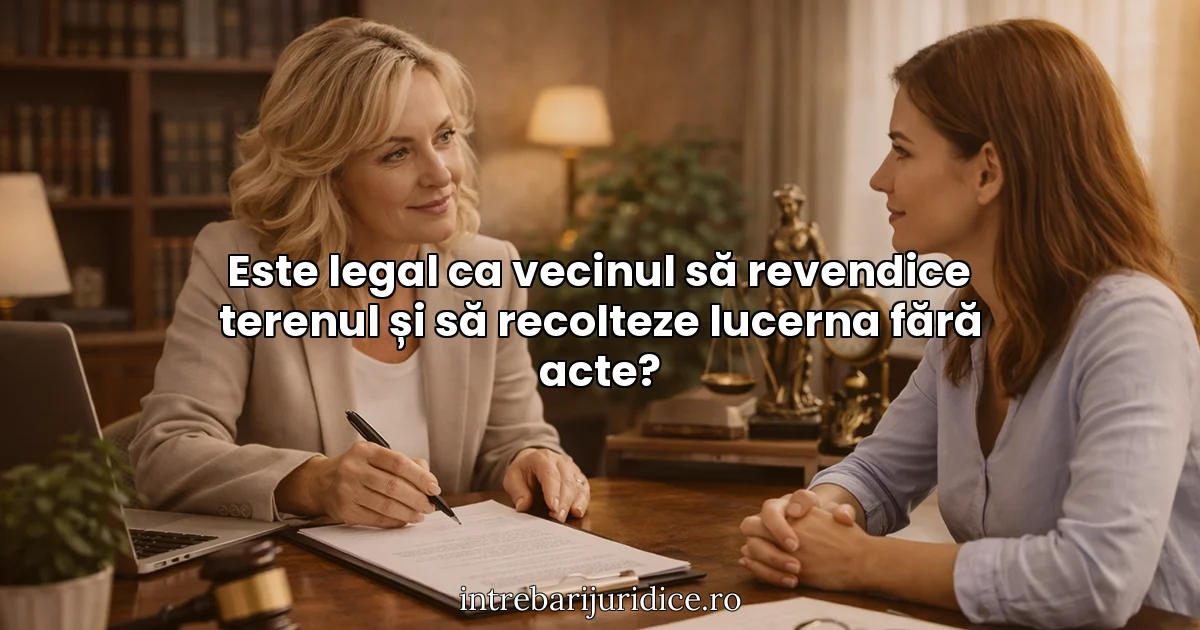 Este legal ca vecinul să revendice terenul și să recolteze lucerna fără acte?