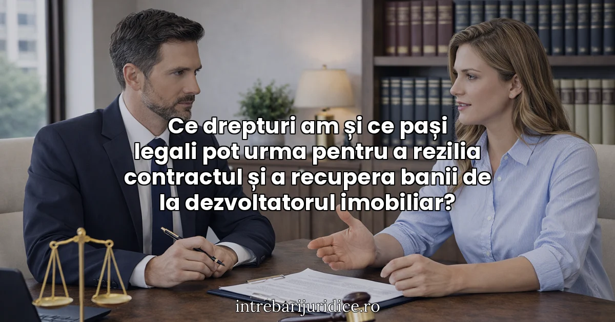 Ce drepturi am și ce pași legali pot urma pentru a rezilia contractul și a recupera banii de la dezvoltatorul imobiliar?