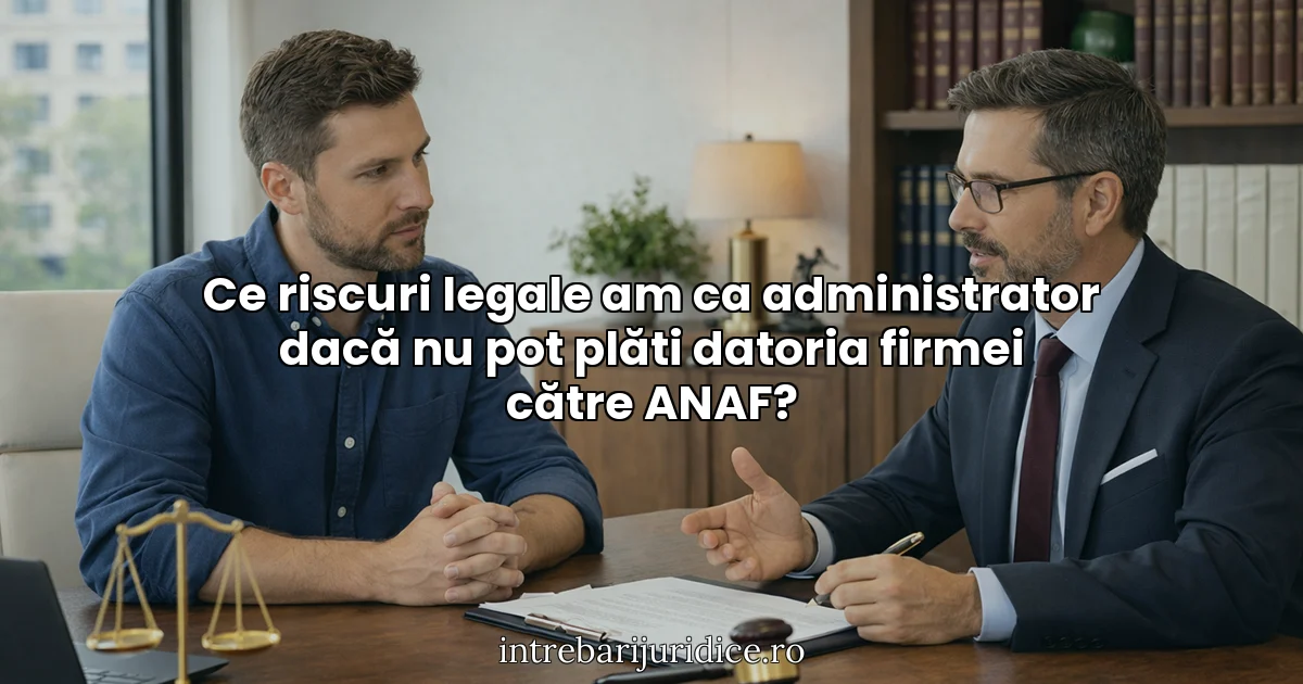 Ce riscuri legale am ca administrator dacă nu pot plăti datoria firmei către ANAF?