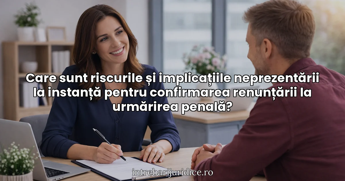 Care sunt riscurile și implicațiile neprezentării la instanță pentru confirmarea renunțării la urmărirea penală?