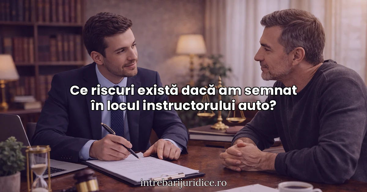 Ce riscuri există dacă am semnat în locul instructorului auto?